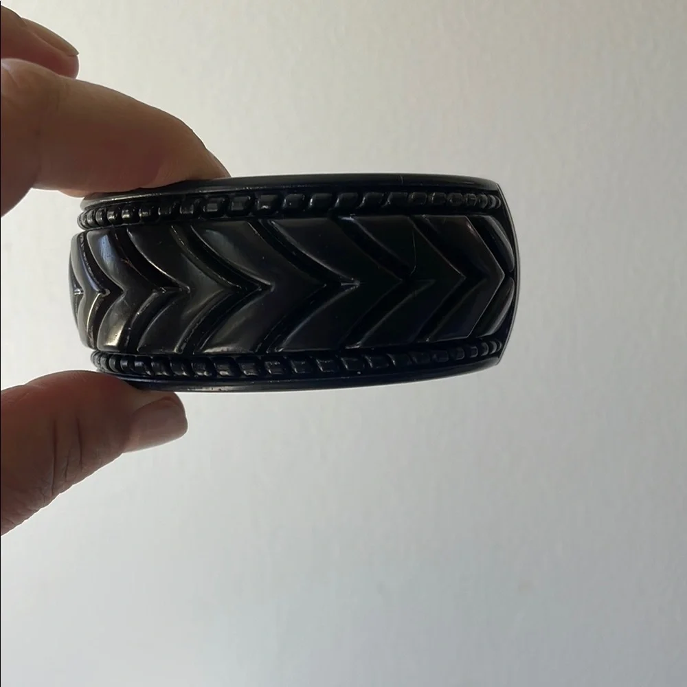 Black Carved Bangle Bracelet
